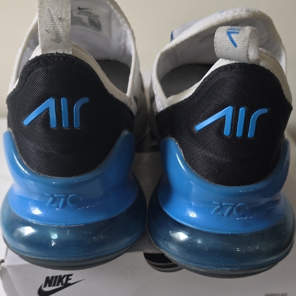 Nike Air Max 270 White and Blue Athletic Shoes - Picture 4 of 9